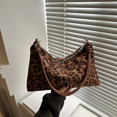 Leopard Print Shoulder Bag for Women Autumn Winter