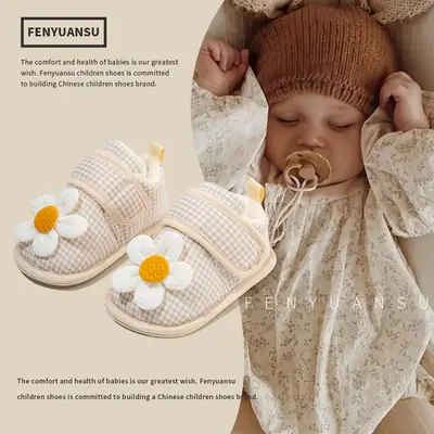 Baby Cotton Shoes, Warm Cloth Shoes, Toddler Shoes, 3-10 Months, 0-1 Year Old Girls, Baby Shoes, Soft Sole, Non-Slip, Fleece-Lined