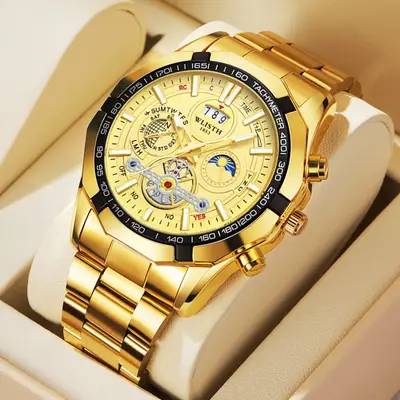 Men's Swiss Brand Luminous Chronograph Watch Steel Band