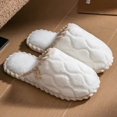Pink Cotton Slippers for Women Winter Warm Indoor