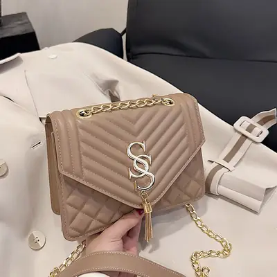 Lingge Chain Bag Women's Tan 2024 New Style