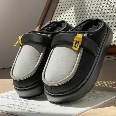 Men's Winter Warm Cotton Slippers with Fleece Lining