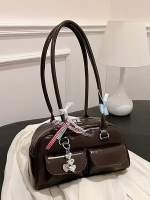 Brown Patchwork Shoulder Bag for Women 2026 New Model
