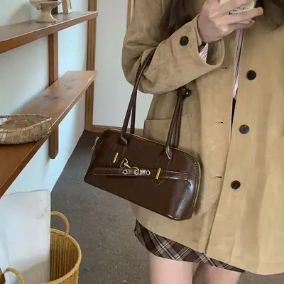 Women's Retro Bowling Bag Shoulder Bag Large Capacity