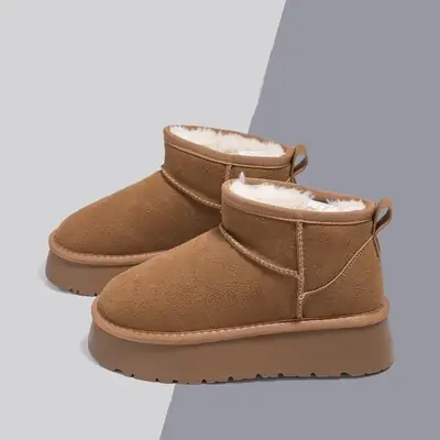Women's Fleece Lined Snow Boots Brown 2024