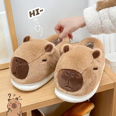 Women's Cartoon Bear Fur Slippers Winter Warm Cotton