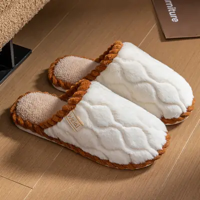 Cotton Slippers Women Brown Winter Warm Non-Slip
