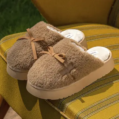 Thick Bottom Chanel Style Cotton Slippers Women's Winter New Princess Cotton Slippers Heightened Warm Home Shit Feeling Student Indoor