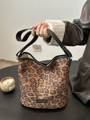 Deerskin Leopard Print Large Bag Women 2024