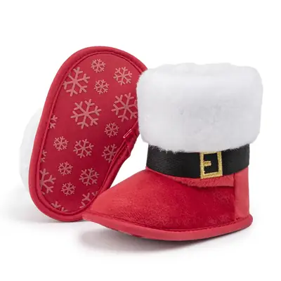 2024 Winter Plush Red Toddler Boots with Velcro