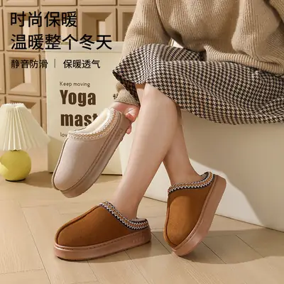 Cross-border new autumn and winter lace fashion cotton slippers wholesale men and women couples indoor and outdoor warm cotton slippers