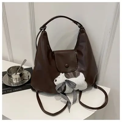 Black Crossbody Bag with Bow Decor for Women