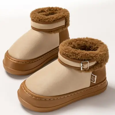 Women's Warm Fleece Snow Boots with Buckle Strap