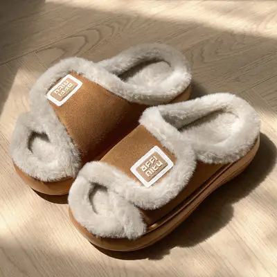 Women's New Winter Velvet Mao Mao Slippers Brown