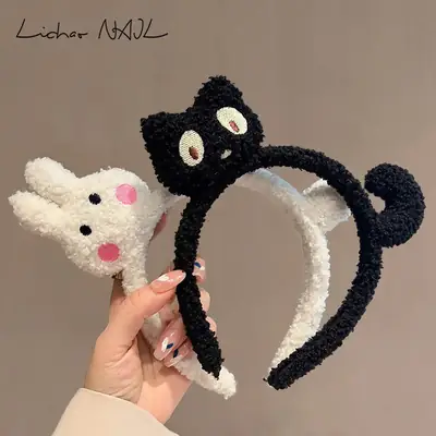 Cute Plush Black Cat Headband for Kids & Adults