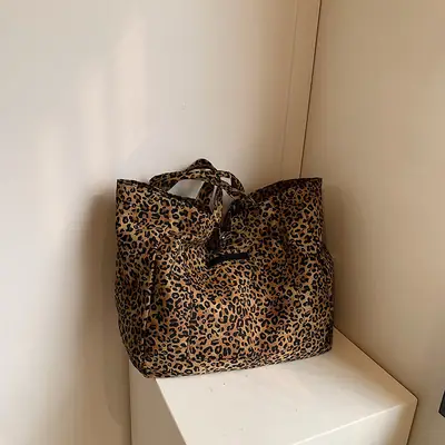 Leopard Print Women's Large Shoulder Tote Bag 2024