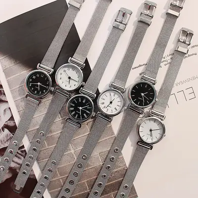 Women's European Style Mesh Watch with White Dial