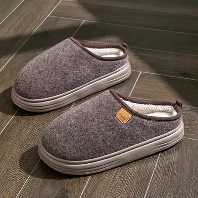 Plus Size Fleece Lined Slippers for Men Winter Indoor
