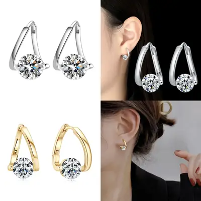 Gold Plated Diamond Earrings for Women Luxury Fashion