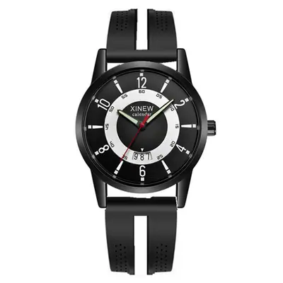 Xinew Men's Black Quartz Watch with Digital Display