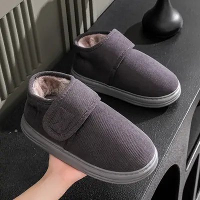 Men's Pink Fleece Lined Slippers for Winter Indoor Wear