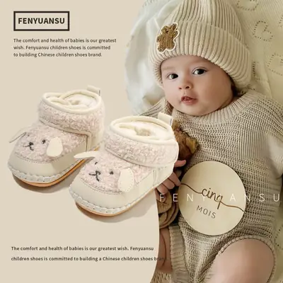 Winter Newborn Baby Cotton Shoes Warm Shoes and Socks 6-12 Months Baby Toddler Shoes Soft Sole Baby Shoes fleece-lined