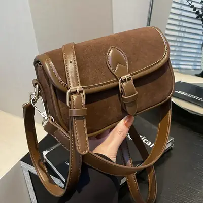 Vintage Frosted Leather Shoulder Bag Women 2024 New