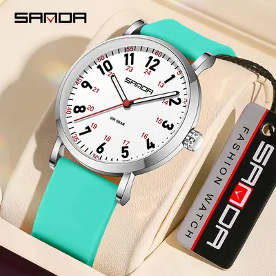 Sanda Fresh Mint Water Resistant Quartz Watch for Men Women