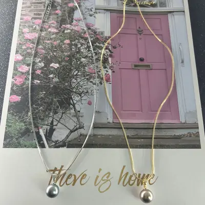 Pearl Necklace with Gold & Silver Chains