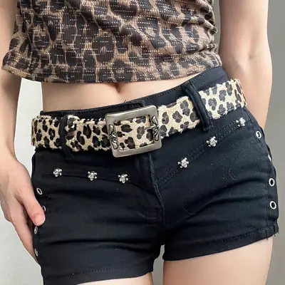 Punk Leopard Belt for Women Retro Niche Design