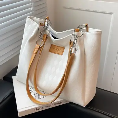Women's Large Capacity Black Shoulder Tote Bag