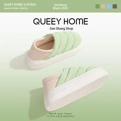 Women's Cotton Slippers with Heel Cover, Autumn and Winter Non-Slip 2026 New Model, Indoor Home Warm Waterproof Thick-Soled Comfort Slippers