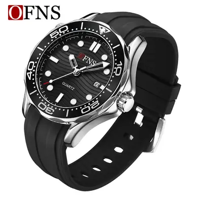 Men's Black Rubber Strap Aquathermatic Watch