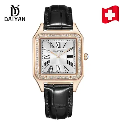 Stylish Square Dial Watch for Women with Leather Strap
