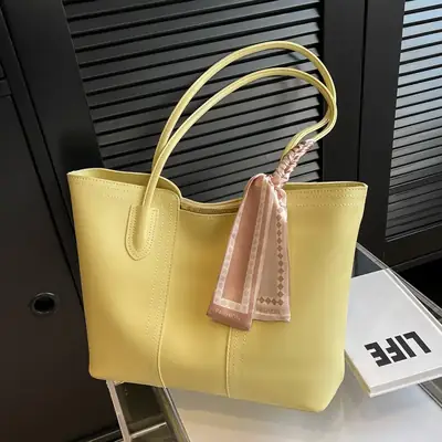 Yellow Textured Shoulder Bag with Tassel for Women
