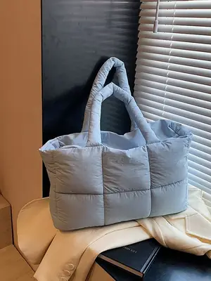 Women Cotton Padded Shoulder Bag Large Capacity 2024