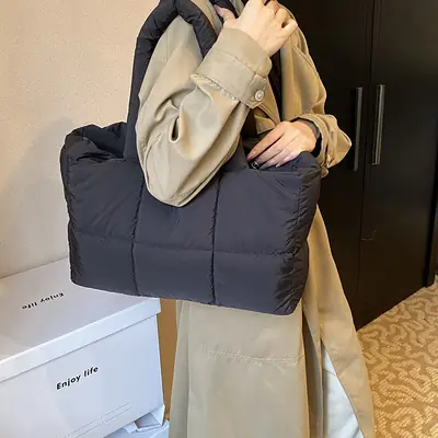 Women Cross-Border Padded Shoulder Bag Grey 2026