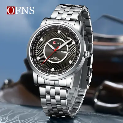 Men's Waterproof Quartz Watch with Green Dial & Black Strap