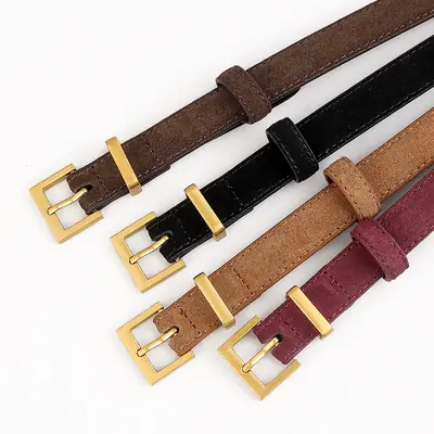 Women's Velvet Belt with Gold Buckle