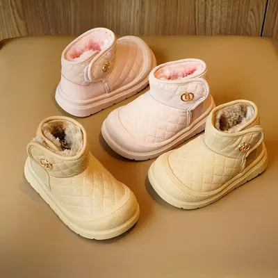 Toddler Shoes Winter fleece-lined Thickened Beginner Baby Shoes 1-2 Years Old Baby Shoes Soft Sole Non-slip Warm