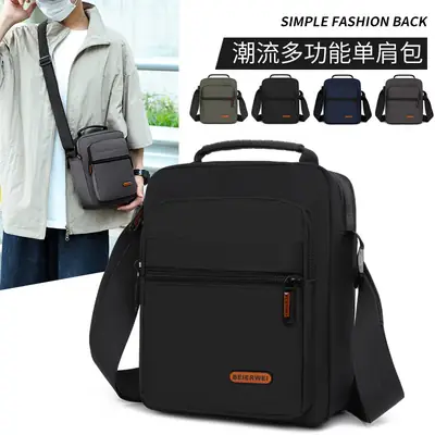 Men's Oxford Cloth Shoulder Bag Navy Blue 2024