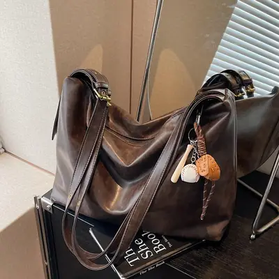 Vintage Brown Tote Bag for Women Large Capacity 2024