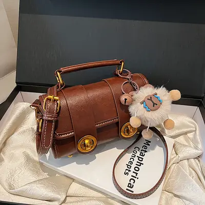 Retro Brown Satchel Shoulder Bag for Women 2025