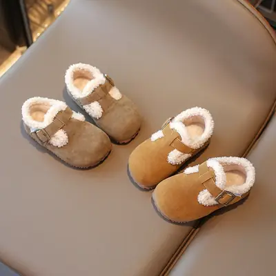 Girls' Bircan Shoes Autumn and Winter Children's Leather Shoes Soft Bottom Baby Toddler Shoes Women's Baby Shoes Boys Children's Shoes Children's Cotton Shoes