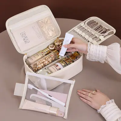 Cross-border Partition Storage Portable Wash Bag Travel High-end Large Capacity Skin Care Cosmetic Brush Cosmetic Storage Bag