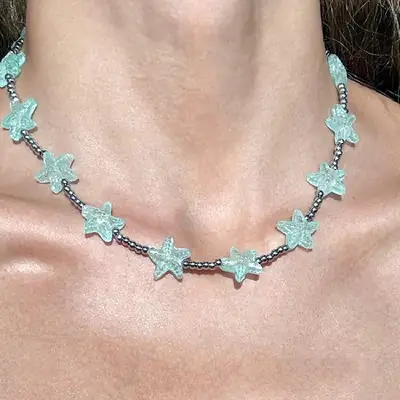 Cool Mint Star Choker for Girls