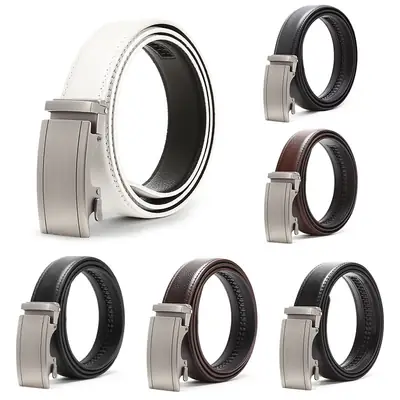 Men's Automatic Buckle Belt Black Silver Wholesale