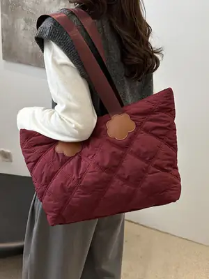 Black Quilted Shoulder Bag Large Capacity for Women