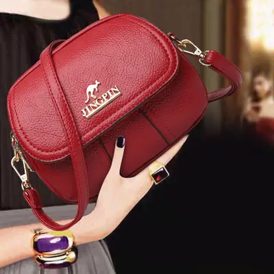 Women's Small Crossbody Bag Purple Leather Three Layer