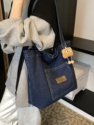 Denim Canvas Shoulder Bag Women Large Capacity Shopping Bag